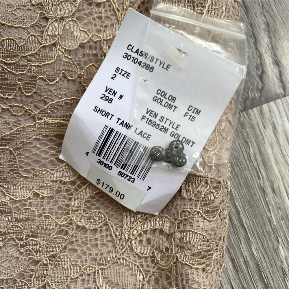 David’s Bridal Champagne Lace Short Tank Dress Size 2 - Picture 5 of 14